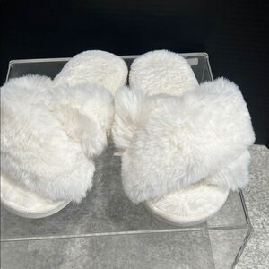 Fluffy White Slippers